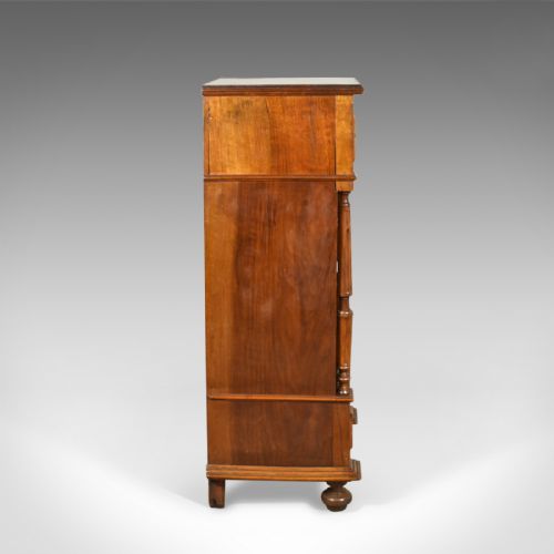 fig 2. French Antique Side Cabinet, Narrow Pot Cupboard, Nightstand, Walnut, Circa 1900