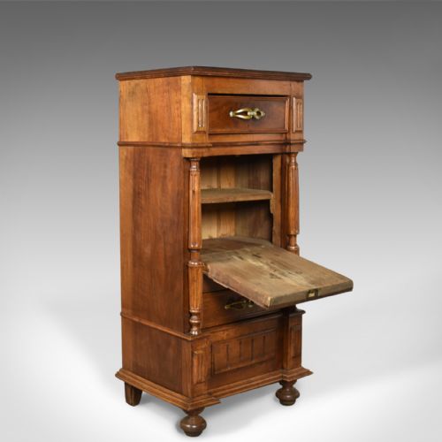 fig 4. French Antique Side Cabinet, Narrow Pot Cupboard, Nightstand, Walnut, Circa 1900