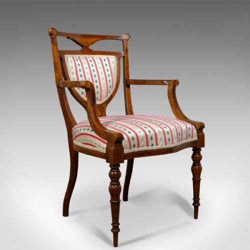 Antique  Elbow Chair, Rosewood, English Open Armchair, Maple & Co. Circa 1910
