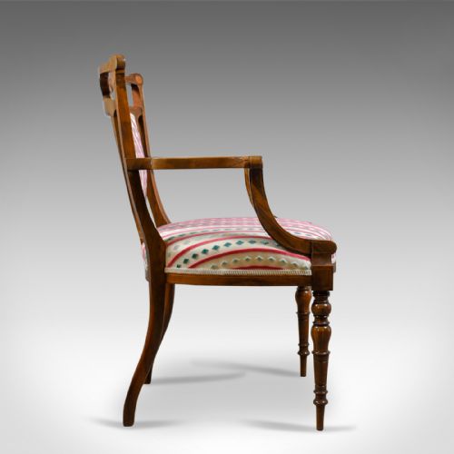 fig 2. Antique Elbow Chair, Rosewood, English Open Armchair, Maple & Co. Circa 1910