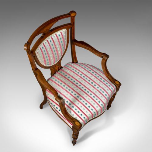 fig 4. Antique Elbow Chair, Rosewood, English Open Armchair, Maple & Co. Circa 1910