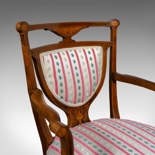 fig 5. Antique Elbow Chair, Rosewood, English Open Armchair, Maple & Co. Circa 1910