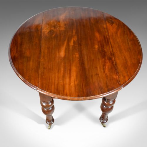 fig 1. Antique Dining Table, Victorian, Mahogany Drop Flap Four Seater, Circa 1850