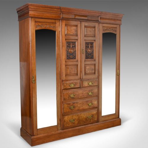 Antique Wardrobe, English, Walnut, Compactum, Edwardian Circa 1910
