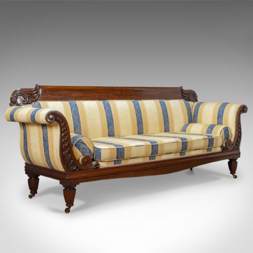 Large Antique Scroll End Sofa, Regency Mahogany Circa 1820
