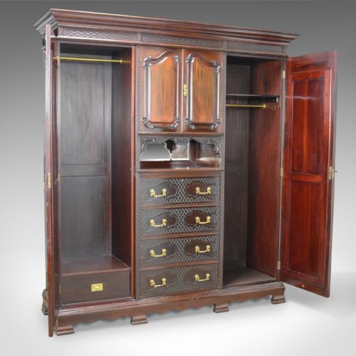 fig 4. Antique Wardrobe, Carved Mahogany, English, Compactum, Edwardian Circa 1910