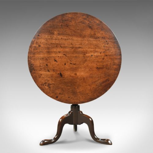 fig 1. Antique Tilt Top Table, Circular, Georgian, Mahogany, Side c.1780