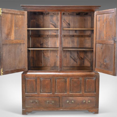 fig 2. Late Georgian Antique Press Cupboard, English, Oak, Housekeeper's Cabinet c.1780