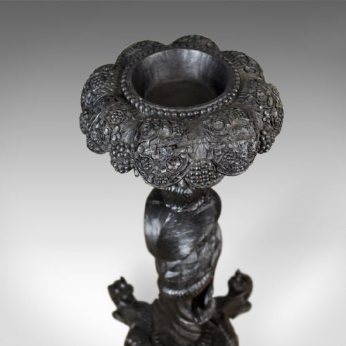 fig 2. Antique Jardiniere Plant Stand, Carved Asian Torchere Circa 1880