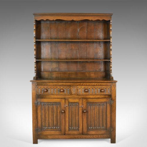 fig 1. Antique Oak Dresser, English, Edwardian in 18th Century Taste, Circa 1910