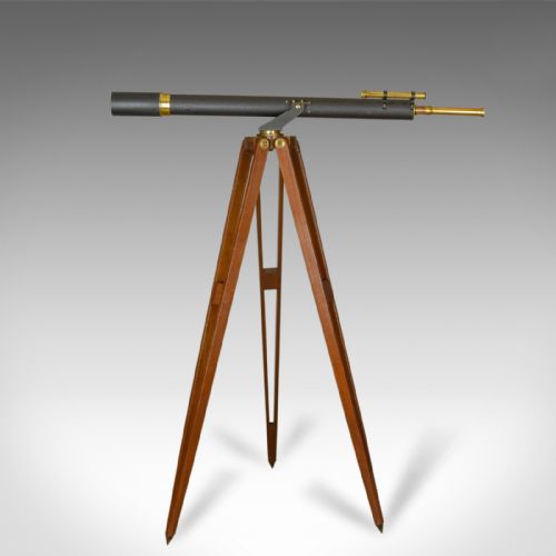 fig 1. Antique Telescope on Tripod, Original Case, Three Inch Refractor, Circa 1920-40