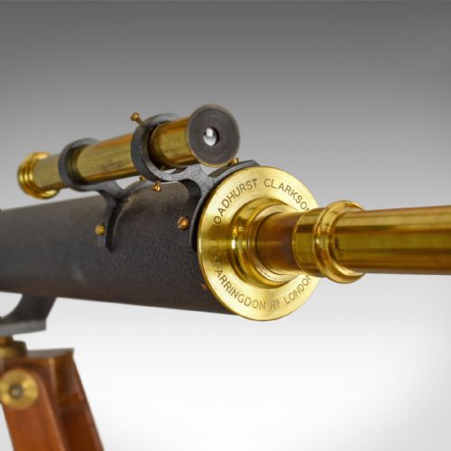 fig 6. Antique Telescope on Tripod, Original Case, Three Inch Refractor, Circa 1920-40