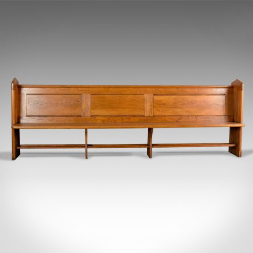 fig 1. Antique Pew, English, Oak, Church Bench, Pugin-esque Gothic Overtones Circa 1880