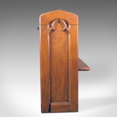 fig 2. Antique Pew, English, Oak, Church Bench, Pugin-esque Gothic Overtones Circa 1880