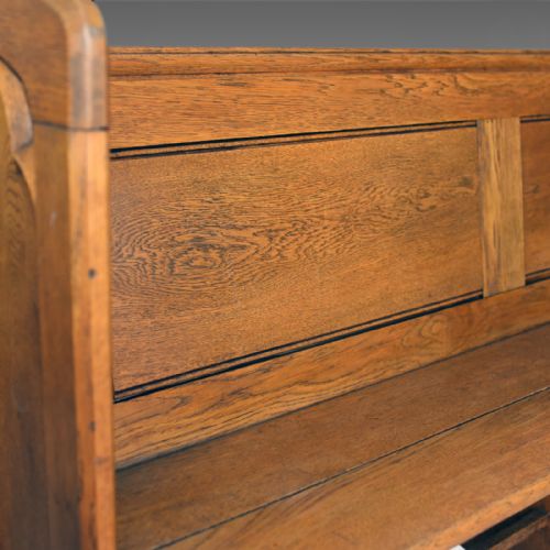 fig 4. Antique Pew, English, Oak, Church Bench, Pugin-esque Gothic Overtones Circa 1880