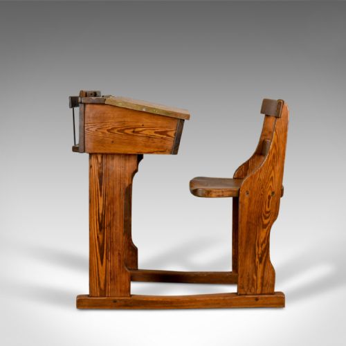 fig 1. Antique School Desk, Elm, Pitch Pine, Geo M Hammer & Co Ltd London, Circa 1910
