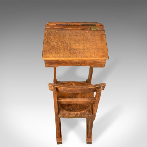 fig 4. Antique School Desk, Elm, Pitch Pine, Geo M Hammer & Co Ltd London, Circa 1910
