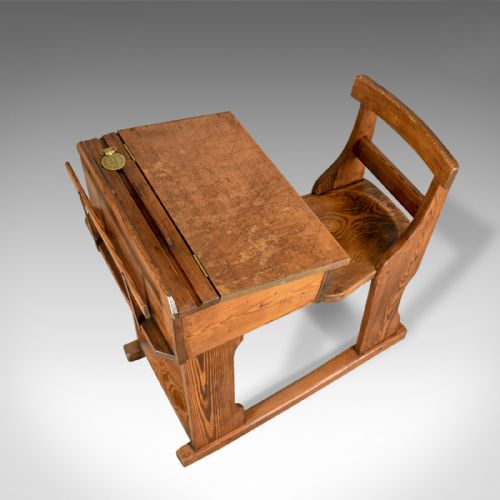 fig 5. Antique School Desk, Elm, Pitch Pine, Geo M Hammer & Co Ltd London, Circa 1910