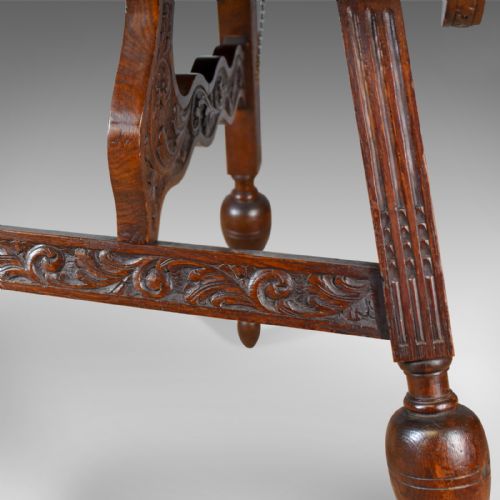 fig 4. Antique Folding Table, Dutch, Friesland, Oak, Ships, Tavern, Campaign Circa 1880