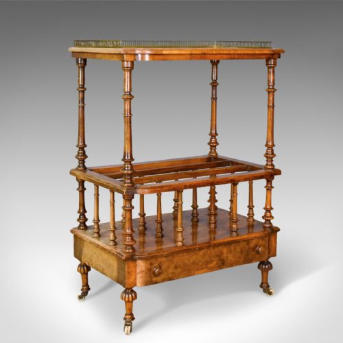 
Antique Canterbury Table, English, Regency, Burr Walnut, Circa 1830