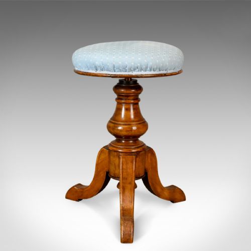 Adjustable Antique Piano Stool, Walnut, Victorian, English, Music C.1880
