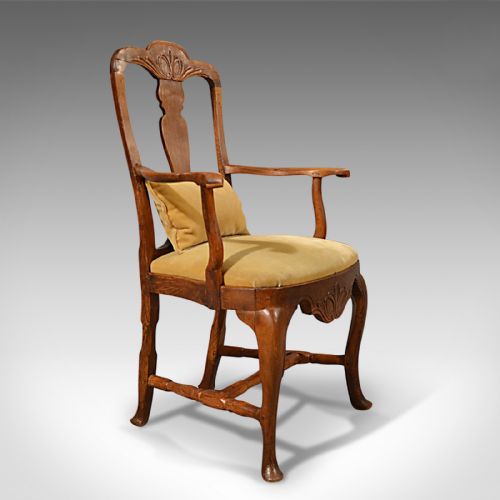 Antique Elbow Chair Large, Oak Ash Elm, Study Desk, Georgian Armchair Circa 1800