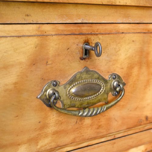 fig 4. Antique Chest of Drawers, Satinwood, English, Victorian Bedroom Circa 1900