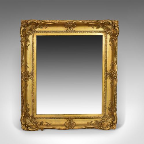 fig 1. Antique Wall Mirror Gilt Gesso Frame, Overmantel, English Victorian, Circa 1850