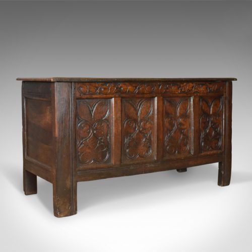ANTIQUE COFFER LARGE ENGLISH OAK CHEST EARLY 18TH CENTURY TRUNK CIRCA 1700