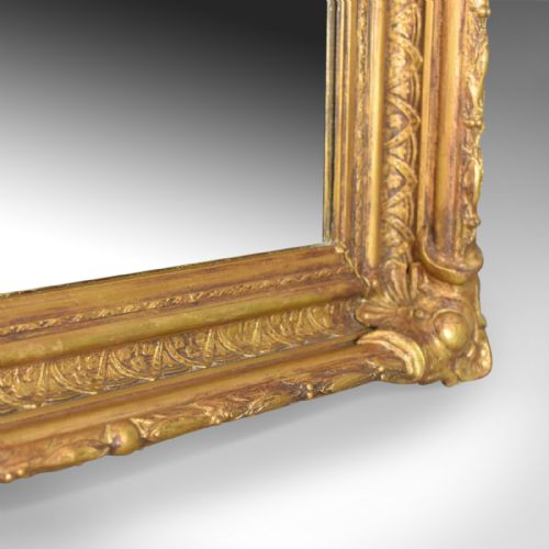 fig 3. Antique Wall Mirror Victorian Gilt Gesso Frame, English, Overmantel Circa 1900