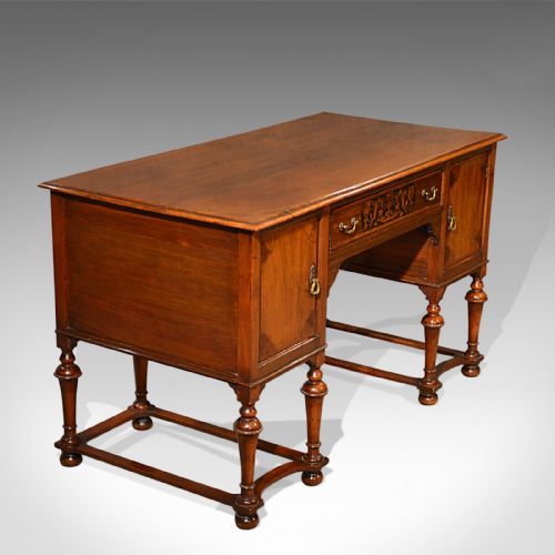 
Antique Desk, English, Walnut, Writing Table, Victorian Circa 1900
