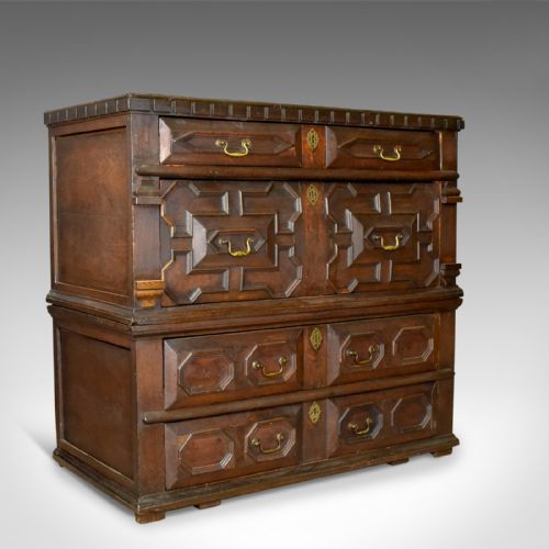 
Large Antique Chest of Drawers, 17th Century, English, Oak