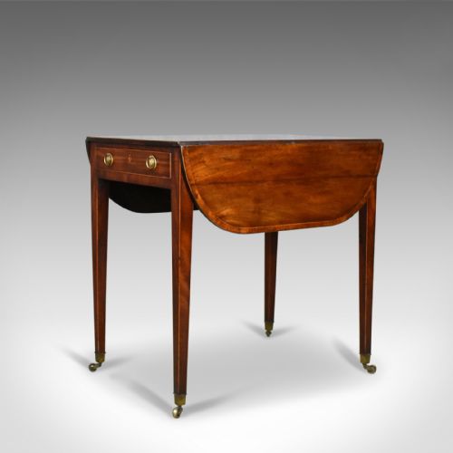 
Antique, Pembroke Table, English, Georgian, Mahogany Side Hepplewhite Circa 1795
