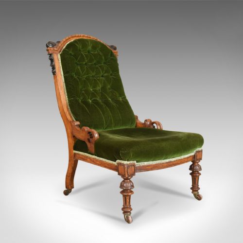 Antique Chair, Scottish, Oak, Button Back, Nursing, Salon, Victorian Circa 1850