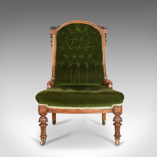fig 1. Antique Chair, Scottish, Oak, Button Back, Nursing, Salon, Victorian Circa 1850