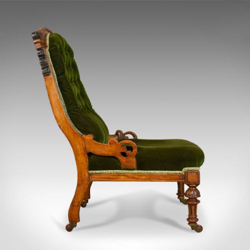 fig 2. Antique Chair, Scottish, Oak, Button Back, Nursing, Salon, Victorian Circa 1850