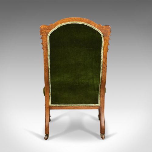 fig 3. Antique Chair, Scottish, Oak, Button Back, Nursing, Salon, Victorian Circa 1850
