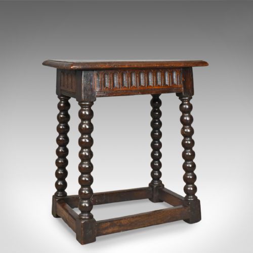 Antique Joint Stool, English, Late Georgian, Oak, Seat, Circa 1800