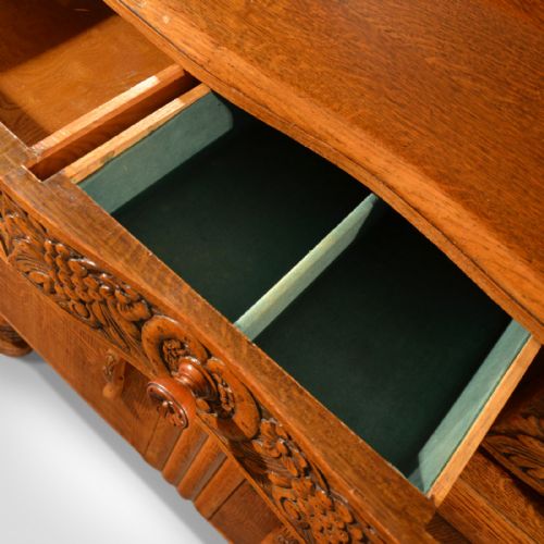 fig 4. Vintage Art Deco Sideboard, English Buffet Cabinet, Oak, Circa 1940