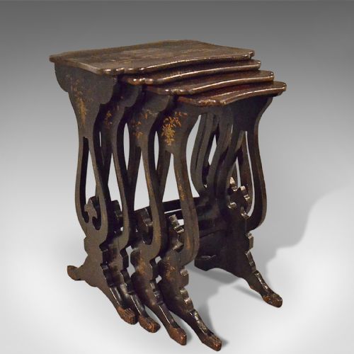 Antique Nest of Tables, Four Chinoiserie Side Tables, 19th Century, Circa 1890