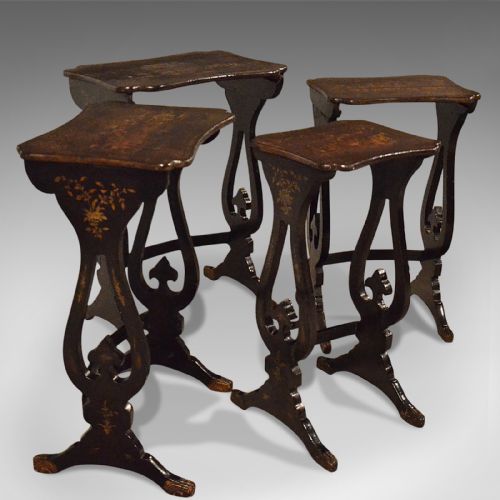 fig 1. Antique Nest Of Tables, Four Chinoiserie Side Tables, 19th Century, Circa 1890