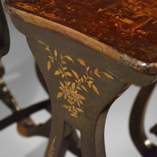 fig 2. Antique Nest Of Tables, Four Chinoiserie Side Tables, 19th Century, Circa 1890