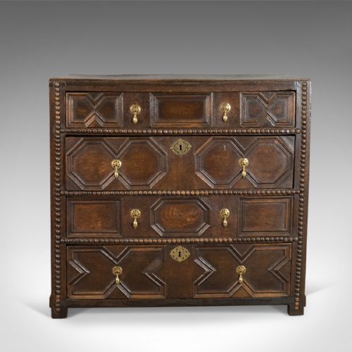 fig 1. Antique Chest of Drawers, English, Oak, Late 17th Century, Circa 1690
