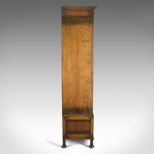 fig 2. Antique Wardrobe, English Oak Mirror Door Compactum Gothic Overtones Circa 1910