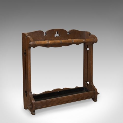 Antique Umbrella Stand, Arts and Crafts Stick Stand, English, Oak, Circa 1890