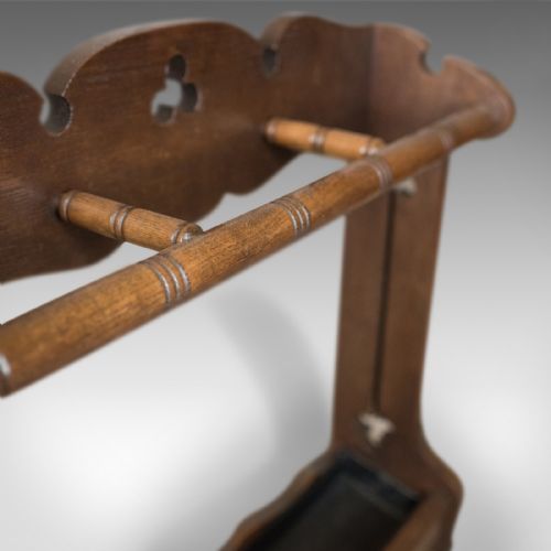 fig 3. Antique Umbrella Stand, Arts and Crafts Stick Stand, English, Oak, Circa 1890