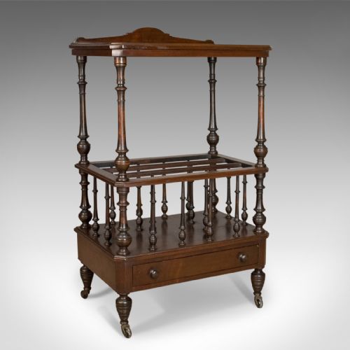 
Antique Canterbury Side Table, Mahogany, English, Victorian, Circa 1880