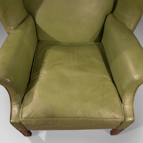 fig 2. Large Antique Wing Back Armchair, English, Leather, Club Chair, Circa 1900