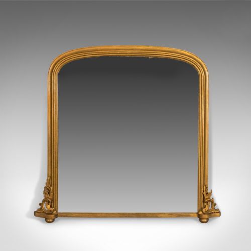 Antique Overmantel Mirror, Mid-sized, English, Victorian, Wall, Circa 1850