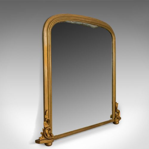 fig 1. Antique Overmantel Mirror, Mid-Sized, English, Victorian, Wall, Circa 1850
